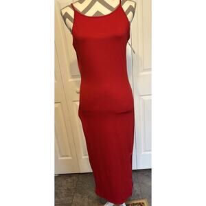 Heart & Hips Red Spaghetti Strap Bodycon Spandex Dress Large Low Back Side Slit